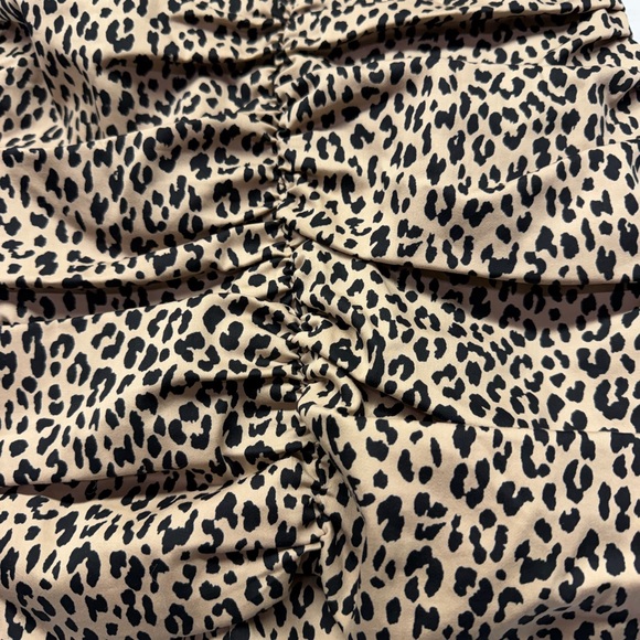 Zara Tan and Black Leopard ruched bodycon Mini Skirt XS - Picture 4 of 11